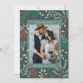 クリスマスボタニカルグリーンフォトホリデーカード シーズンカード (正面)