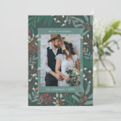 クリスマスボタニカルグリーンフォトホリデーカード シーズンカード (スタンド正面)