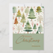 クリスマスボタニカルグリーンブラウンウォーターの木 シーズンカード (正面)