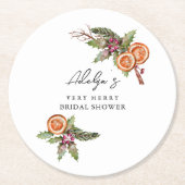 クリスマスボタニカルスパイスブライダルシャワー ラウンドペーパーコースター (正面)