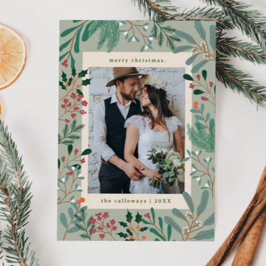 クリスマスボタニカルセージ写真ホリデーカード シーズンカード