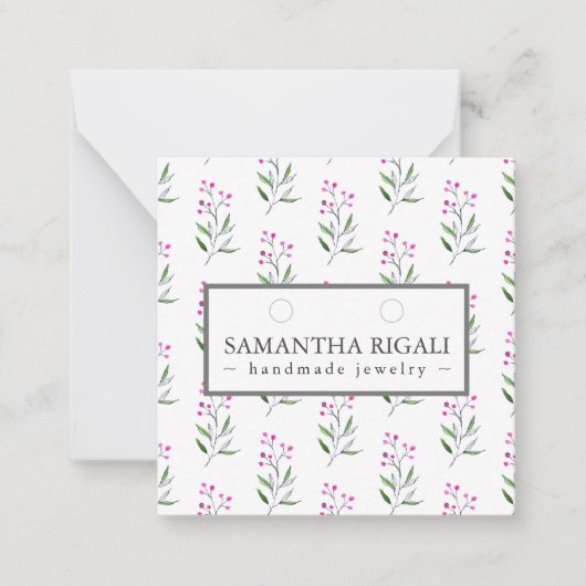 クリスマスボタニカルネックレスイヤリングディスプレイ ノートカード (正面)