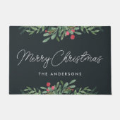 クリスマスボタニカルファミリー名 ドアマット (正面)