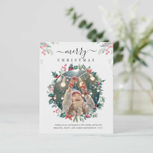 クリスマスボタニカルフォトホリデーズグリーティングカード (スタンド正面)