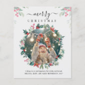 クリスマスボタニカルフォトホリデーズグリーティングカード (正面)