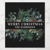 クリスマスボタニカルフレーム ワインラベル (シングルラベル)