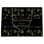 クリスマスボタニカルブラックエレガントファモダンミリ ラージペーパーバッグ (正面)