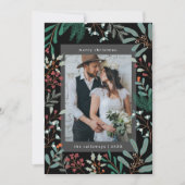 クリスマスボタニカルブラックフォトホリデーカード シーズンカード (正面)