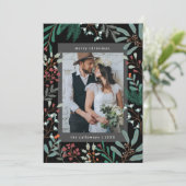 クリスマスボタニカルブラックフォトホリデーカード シーズンカード (スタンド正面)