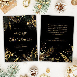 クリスマスボタニカルブラックモダン金ゴールド シーズンカード