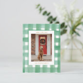 クリスマスボタニカルプレイドファミリーフォトホリデー シーズンカード (スタンド正面)