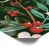 クリスマスボタニカルホリデーウェルカムグリーンフレーム ポスター (コーナー)