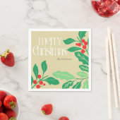 クリスマスボタニカルホリ離れーとベリー スタンダードカクテルナプキン (インサイチュ)