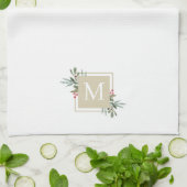 クリスマスボタニカルモノグラム キッチンタオル (折り畳み)