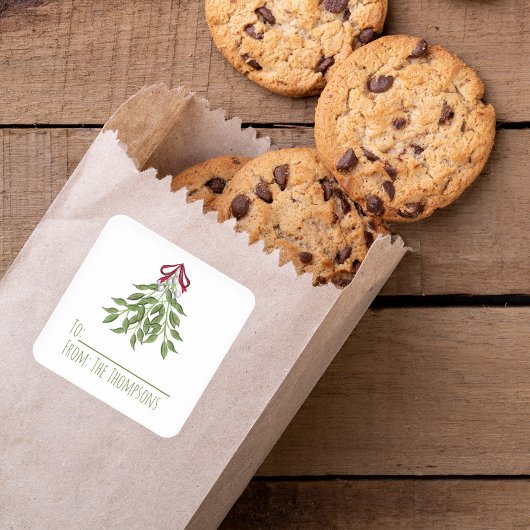 クリスマスボタニカルヤドリギエレガントー緑 スクエアシール