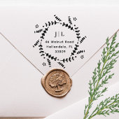 クリスマスボタニカルリースイニシャル差出人住所 セルフインキングスタンプ