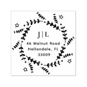 クリスマスボタニカルリースイニシャル差出人住所 セルフインキングスタンプ (デザイン)