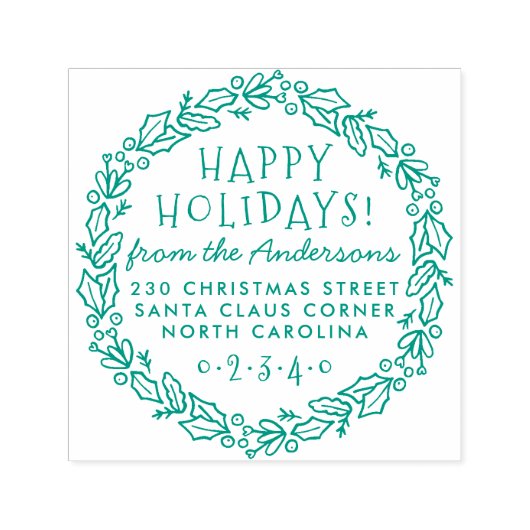 クリスマスボタニカルリース名&差出人住所 セルフインキングスタンプ (デザイン)