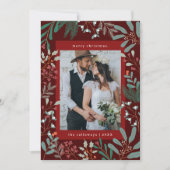 クリスマスボタニカルレッドフォトホリデーカード シーズンカード (正面)
