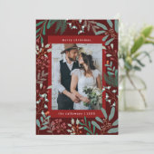 クリスマスボタニカルレッドフォトホリデーカード シーズンカード (スタンド正面)