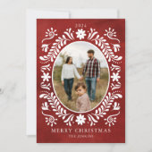 クリスマスボタニカルレッド写真 シーズンカード (正面)