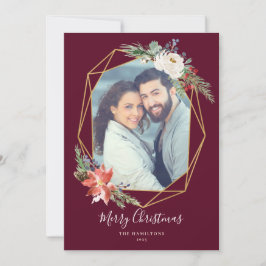 クリスマスボタニカル幾何学赤写真 シーズンカード