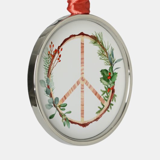 クリスマスボタニカル木製平和サインクラシックーRou メタルオーナメント (右)