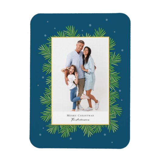 クリスマスボタニカル緑シンプル色のエレガント写真 マグネット (縦)