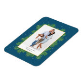 クリスマスボタニカル緑シンプル色のエレガント写真 マグネット (左側)