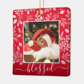 クリスマスボタニカル賛美赤色 セラミックオーナメント (左)