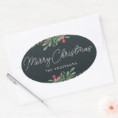 クリスマスボタニカル ホリデーギフト 楕円形シール (封筒)