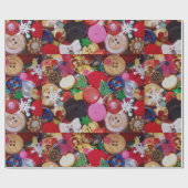 クリスマスボタンのラッピング紙 ラッピングペーパー (フラット)