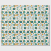 クリスマスボックスとギフト緑と黄色 ラッピングペーパー (フラット)