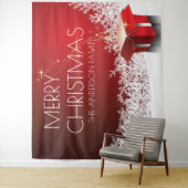 クリスマスボックスの驚きの雪の降る赤い白いバナー タペストリー (インサイチュ)