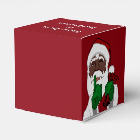 クリスマスボックスをパーソナライズしたブラックサンタギフトボックス フェイバーボックス (裏面サイド)