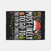 クリスマスボディビルでジムに行きそうだ フリースブランケット (正面(横))