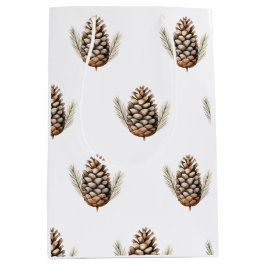 クリスマスボホウォーターカラーラッピング紙 ミディアムペーパーバッグ