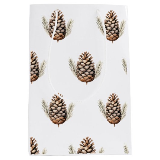 クリスマスボホウォーターカラーラッピング紙 ミディアムペーパーバッグ (正面)