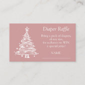 クリスマスボホピンクベビーガールシャワーおむつラッフル エンクロージャーカード (正面)