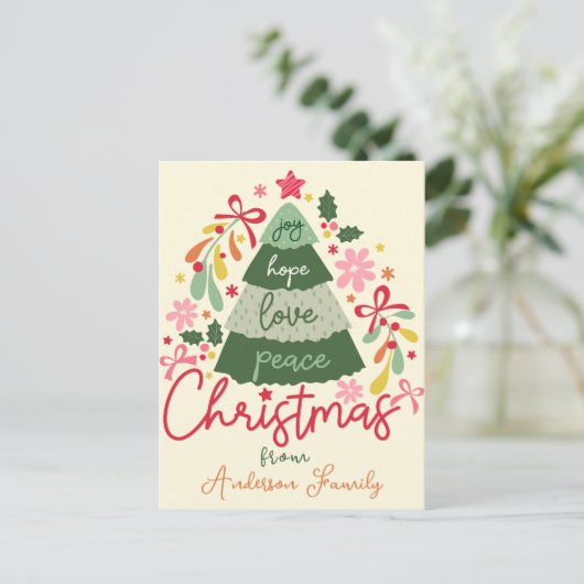 クリスマスボホフラワーグリーティングススススススススカンジナビア シーズンポストカード (スタンド正面)