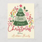 クリスマスボホフラワーグリーティングススススススススカンジナビア シーズンポストカード (正面)