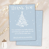 クリスマスボホブルーボーイベビーシャワーサンキューカード 招待状