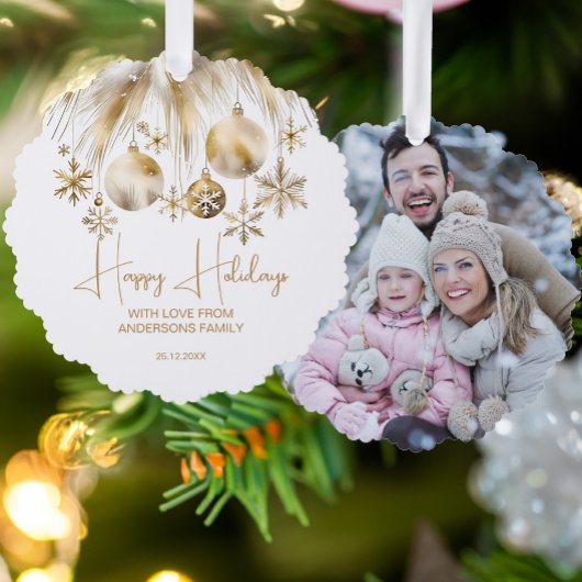 クリスマスボホメタリック水カラー写真テンプレート オーナメントカード