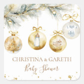 クリスマスボホメリー小さな赤ちゃんシャワー スクエアシール (正面)