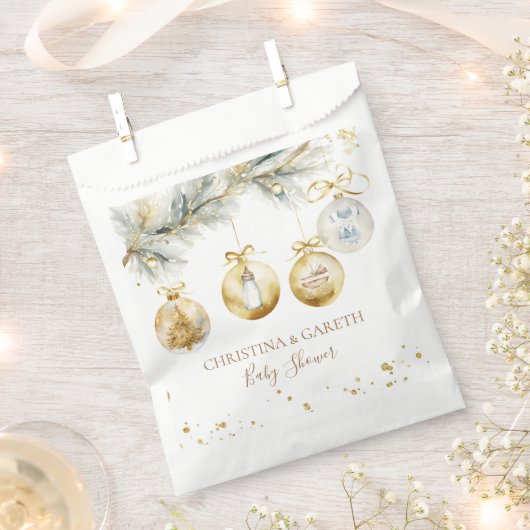 クリスマスボホメリー小さな赤ちゃんシャワー フェイバーバッグ (クリップ留めされた状態)