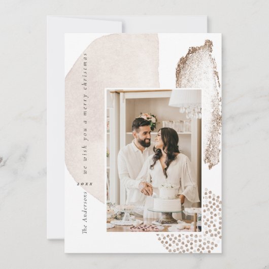 クリスマスボホモダン幾何学的フォトホリデーカード シーズンカード (正面)