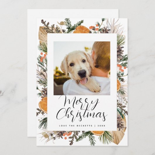 クリスマスボホ乾植物家族写真保田 シーズンカード (正面/裏面)