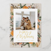 クリスマスボホ乾植物家族写真 箔シーズンカード (正面)