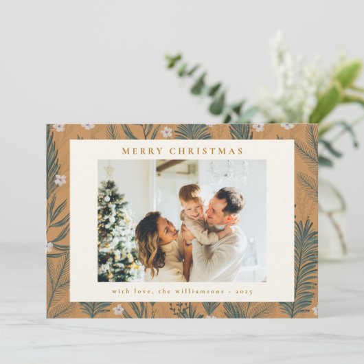 クリスマスボモダンーホ植物緑2枚の写真 シーズンカード (スタンド正面)