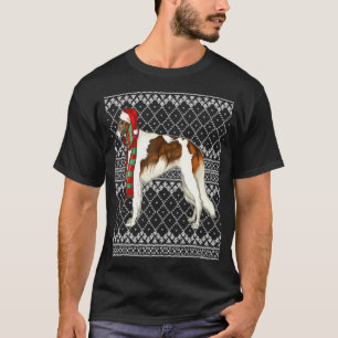 クリスマスボルゾイサンタクロース帽子の醜いクリスマス Tシャツ